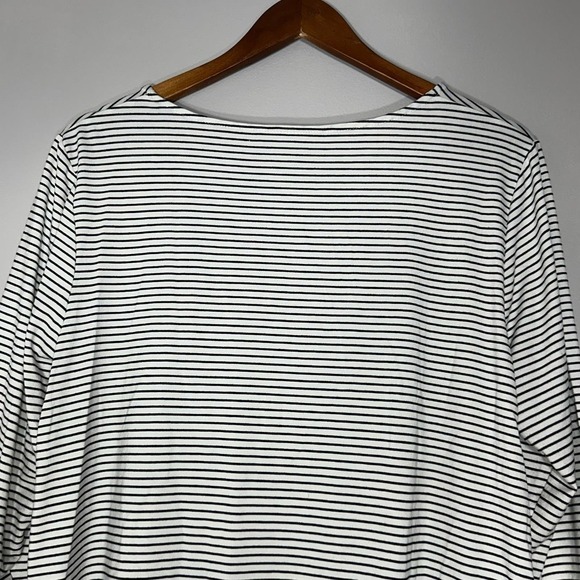 Chico's White Black Stripe Pullover Top Women Large Round Neck 3/4 Sleeve - Picture 10 of 12